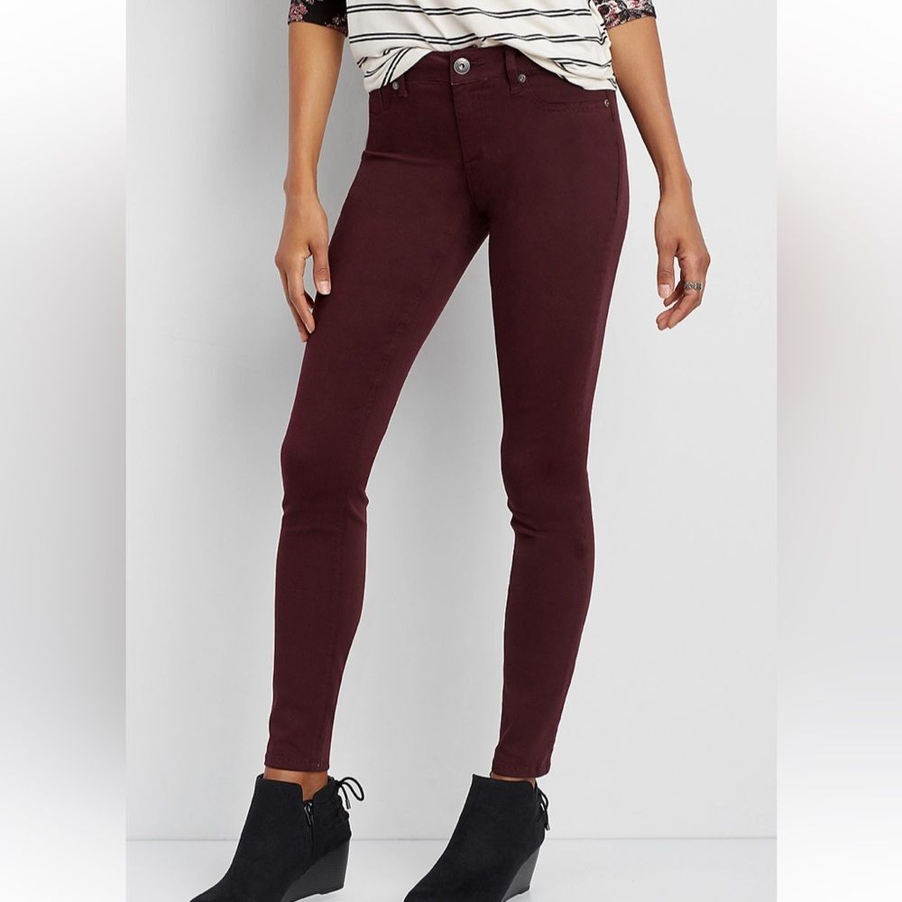 DenimFlex Jeggings in Malbec Purple Burgundy Skinny Stretch Jeans XS